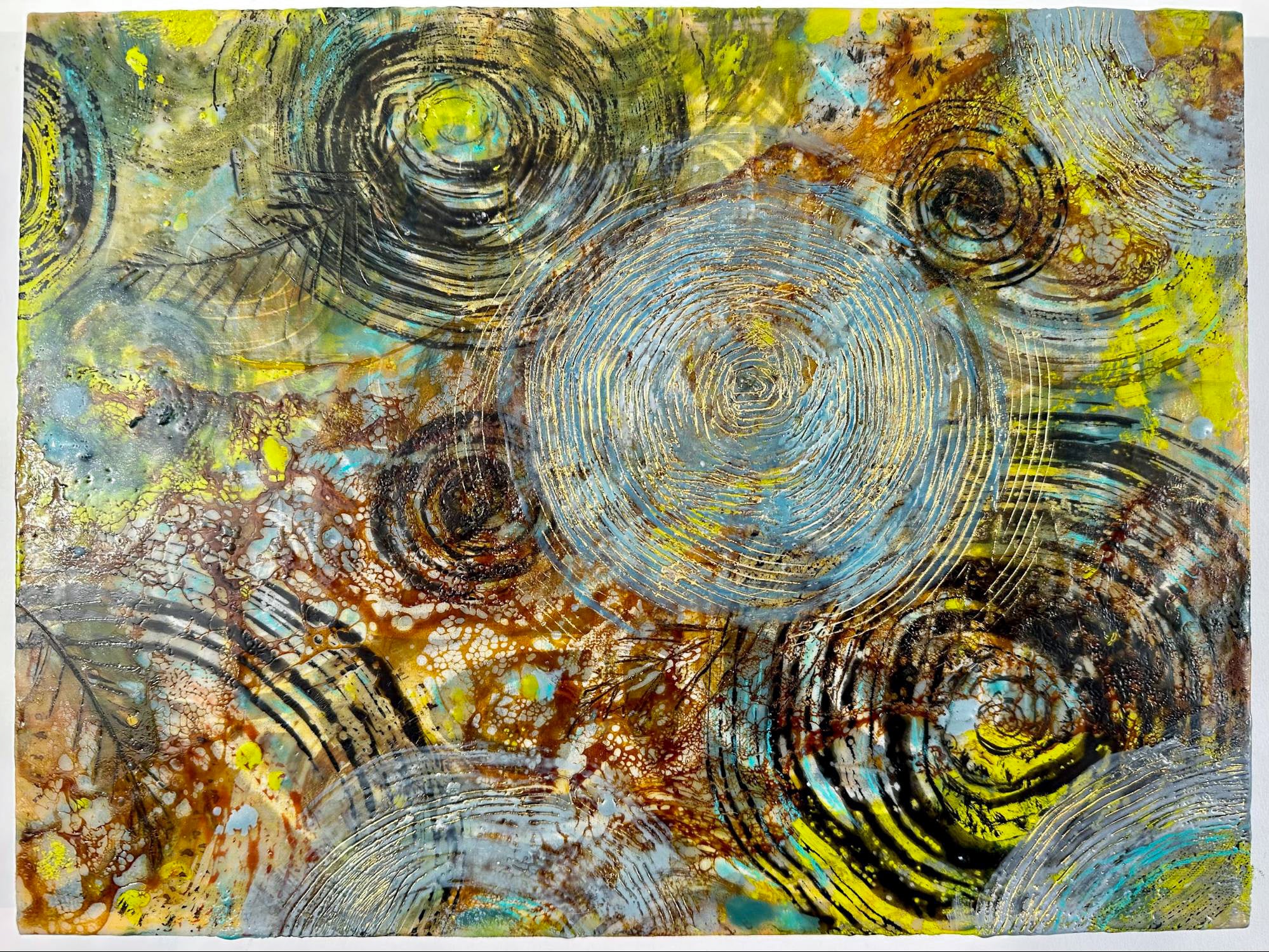 abstract art representing water drop waves and water caustics